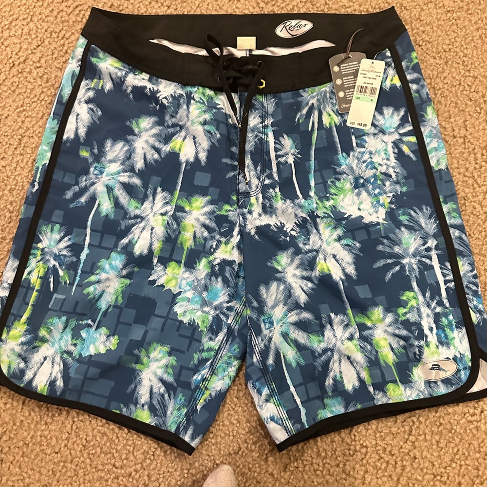 Tommy Bahama Men's Blue Palm Tree Swim Shorts